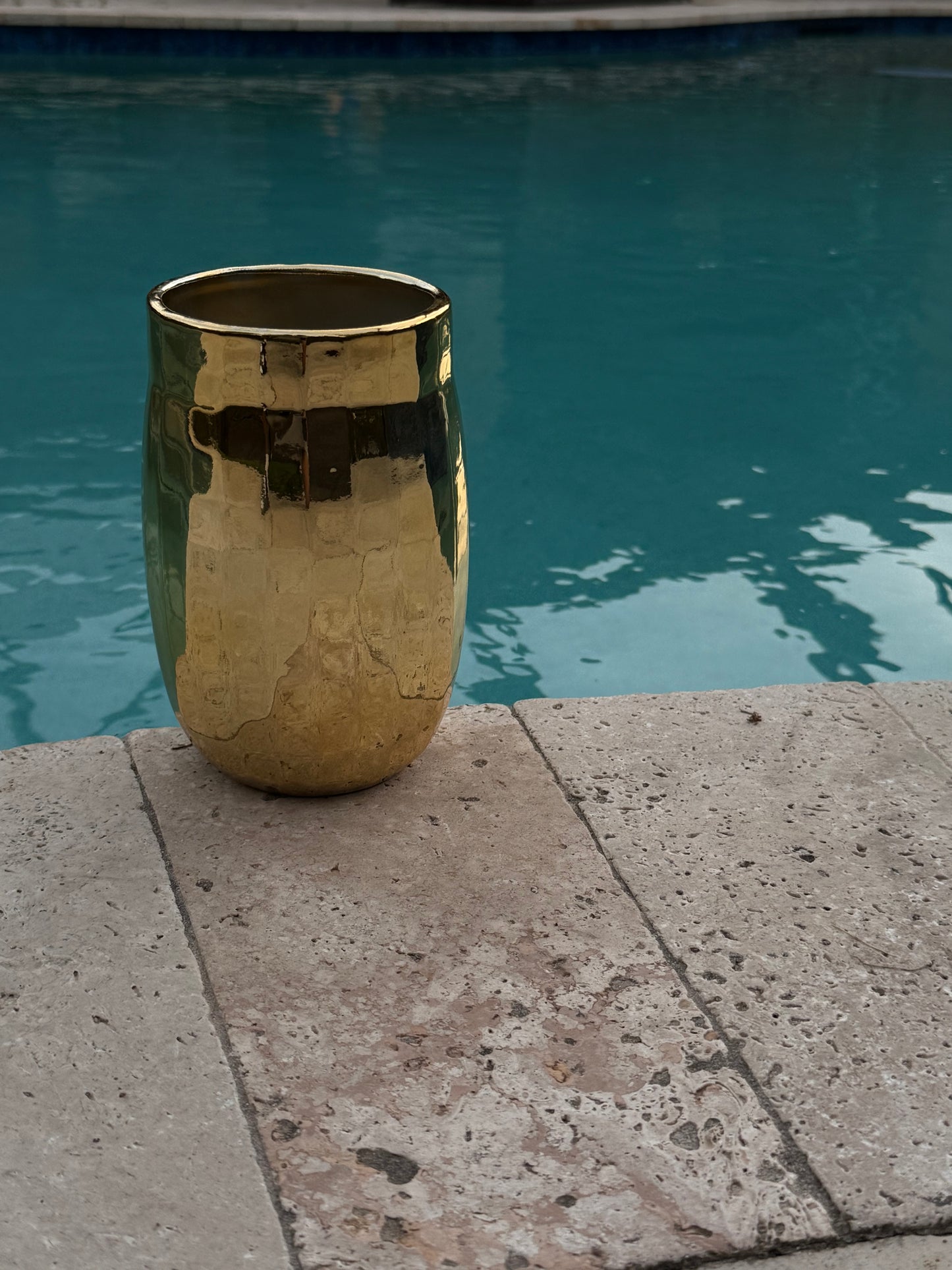 Gold cast metal vase